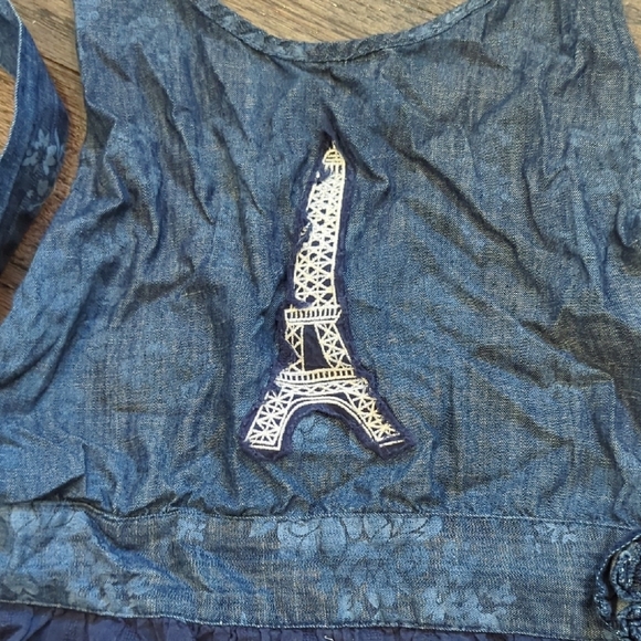Kids Blue Apron with Eiffel Tower Accent - Picture 2 of 6